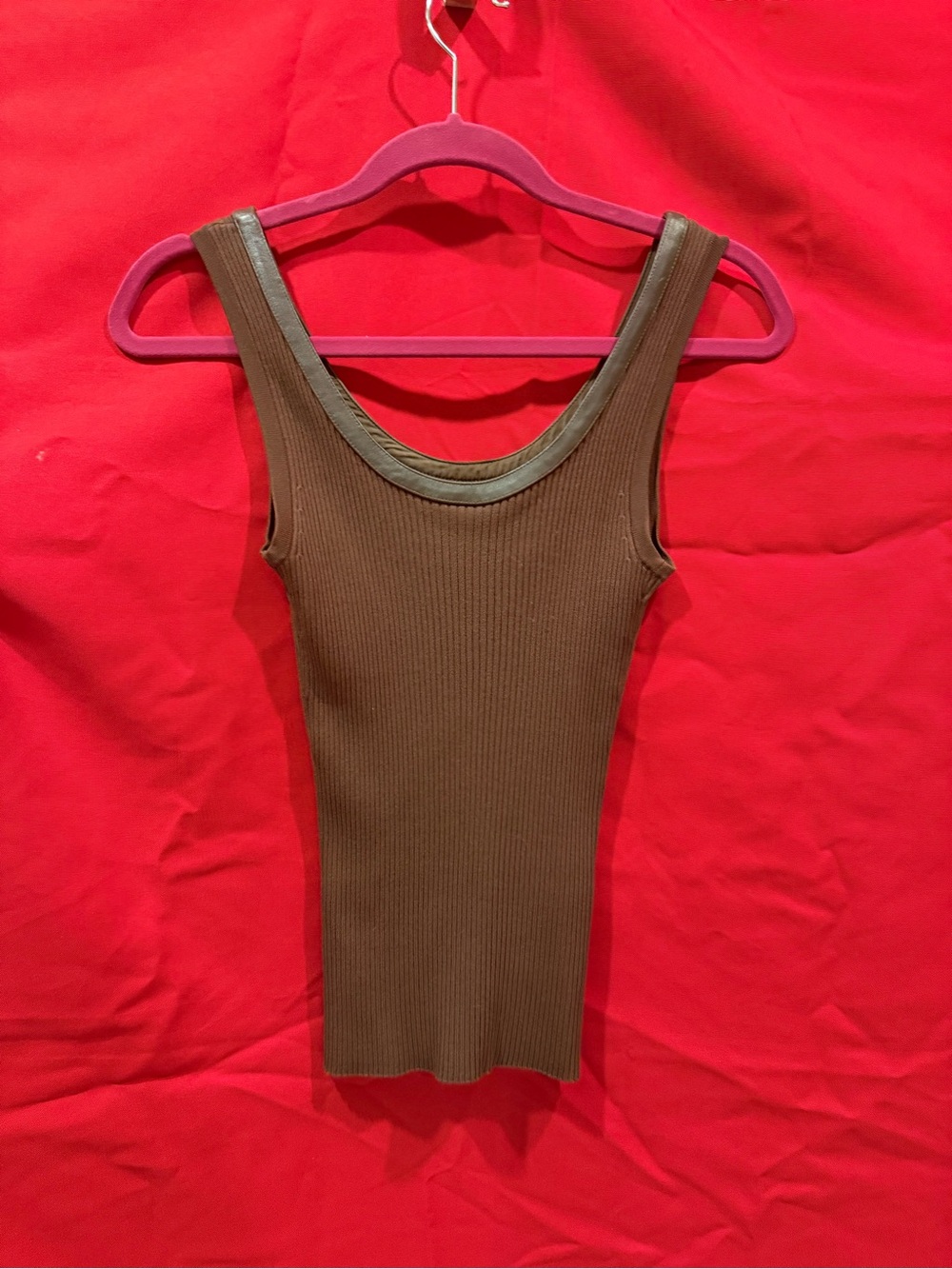 Cache Brown Ribbed Tank with Contrasting Trim - Picture 4 of 12